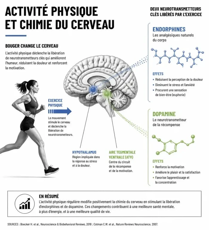 Infographie sur les bienfaits de l'activité physique sur la santé mentale