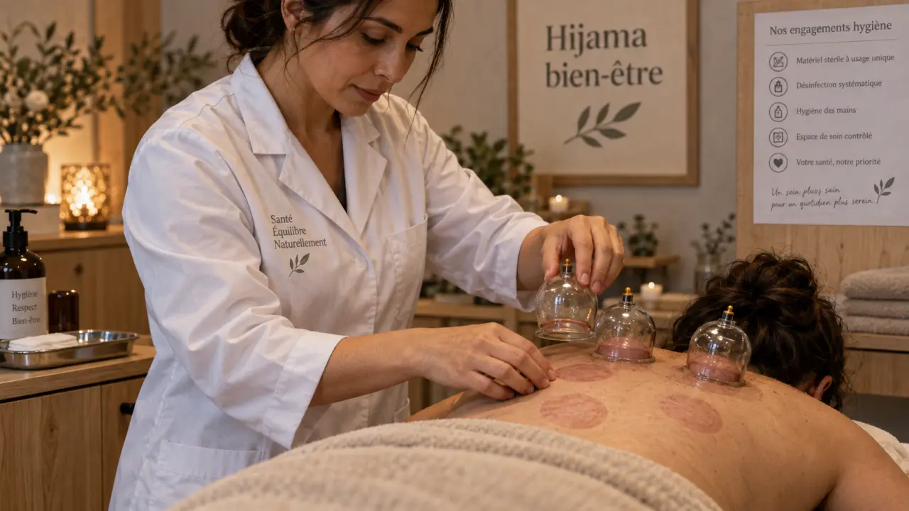 hijama bien être : ventouses sur le dos, cabine