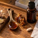 Antibiotique naturels : ail, miel et propolis en flacon