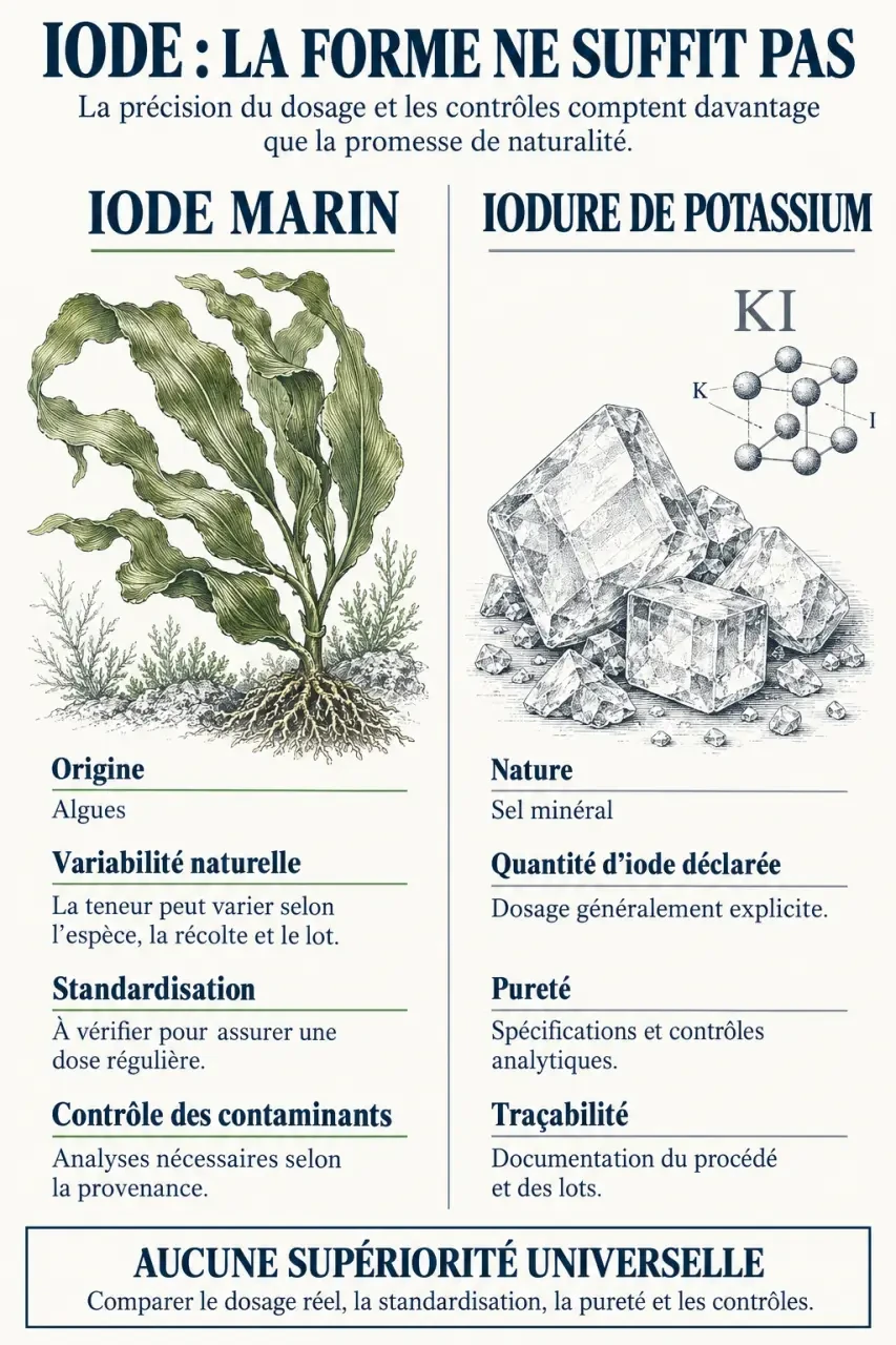 Comparaison des formes d’iode complément alimentaire marin et iodure de potassium
