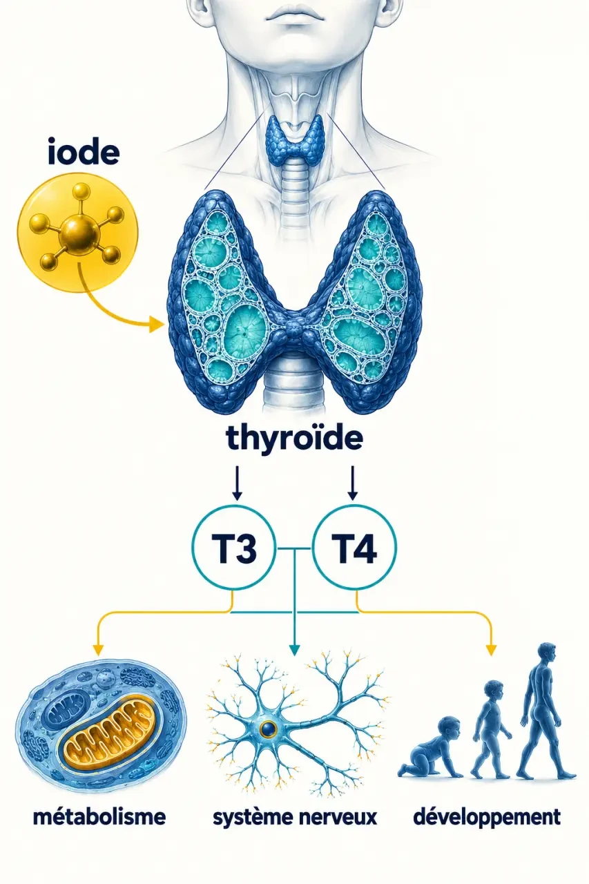 Rôle de l’iode complément alimentaire dans la thyroïde et la production des hormones T3 et T4