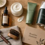Produits de beauté homme : nettoyant, sérum, crème et soin après-rasage